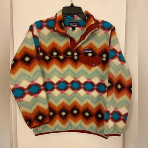 Patagonia Synchilla Snap T Fleece Pullover Aztec Timber Twist Cinder Red Size XS